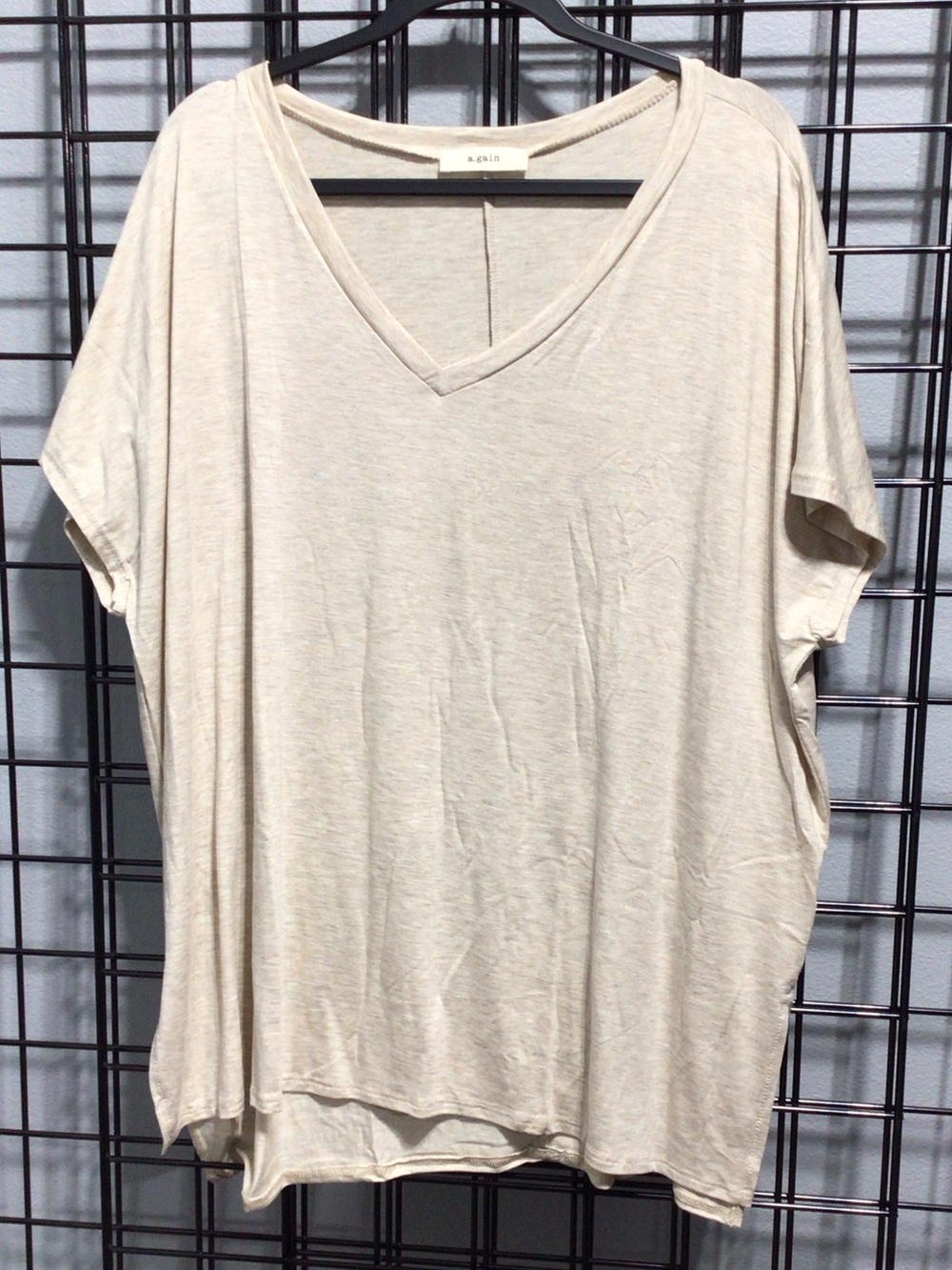 a.gain Cream V-Neck Short Sleeve Women's Top NWOT